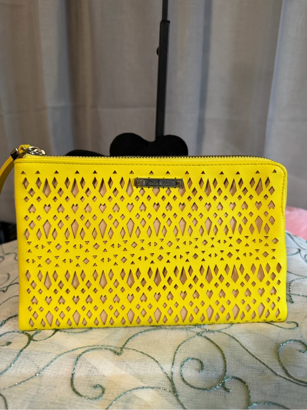 Stella & Dot Citrine Perforated Double Clutch